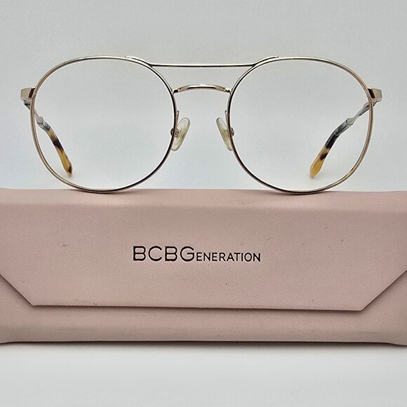 BCBG Max Azria Bold Gold Aviator Sunglasses Frame w/ Case 52-19-140 - Picture 1 of 16